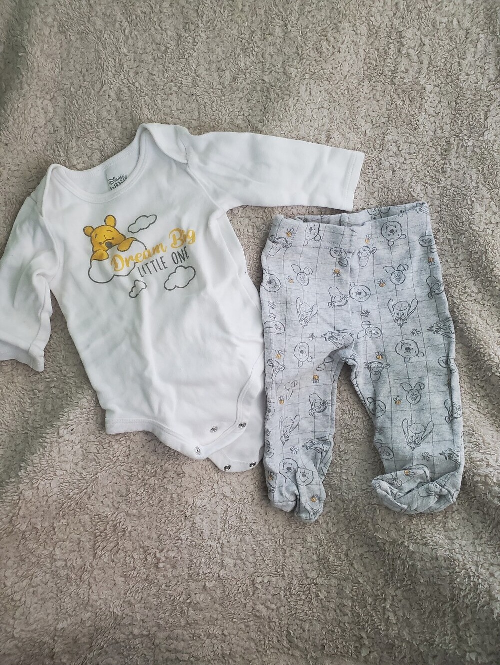 Disney White & Gray Winnie the Pooh 'Dream Big Little One' Baby One-Piece Set